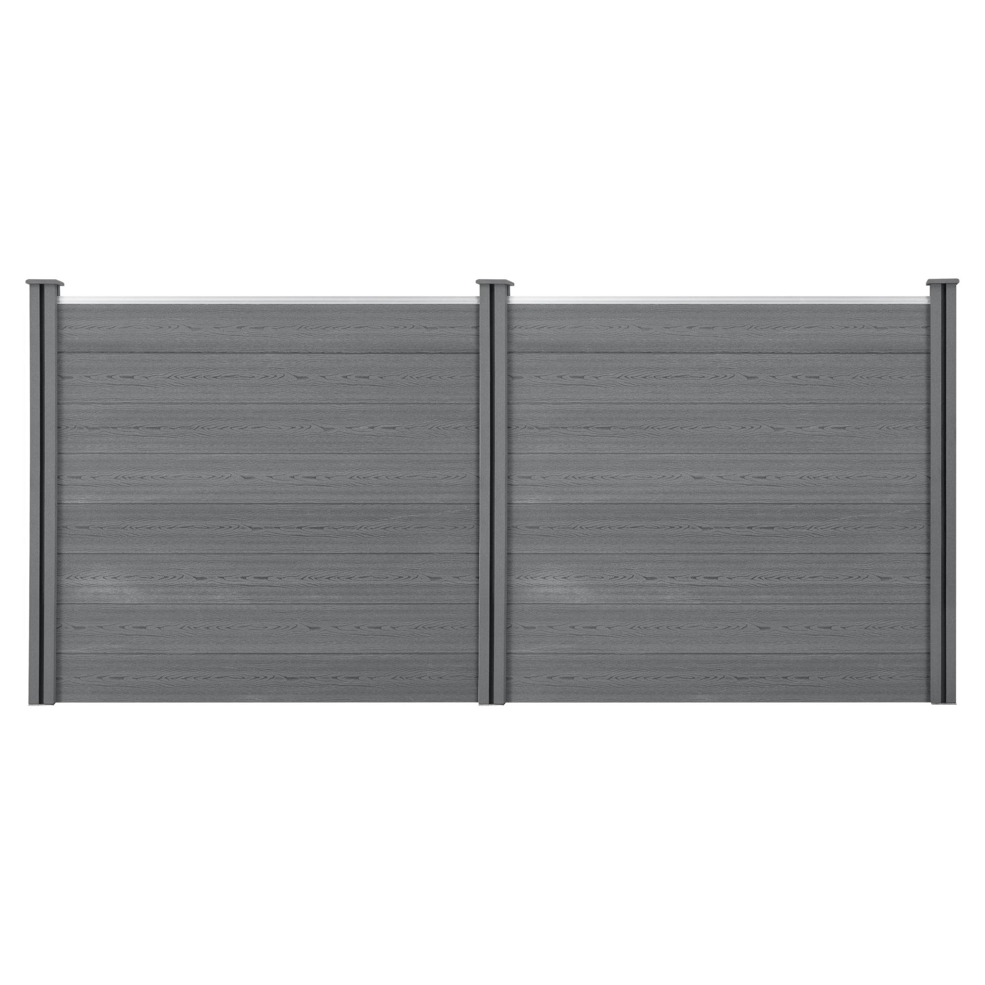 Helloshop26 - Clôtures de jardin brise-vue avec 4 poteaux planches bois composite WPC 165 x 314 cm gris - Imagen 1