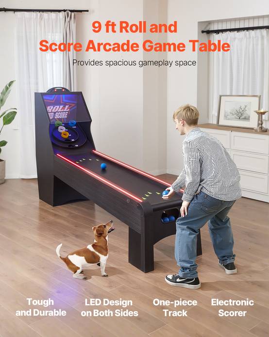 Vevor - VEVOR Skeeball 271 cm, table d'arcade Roll & Score - LED, son, barrière acrylique, retour auto, 4 billes - Image 2