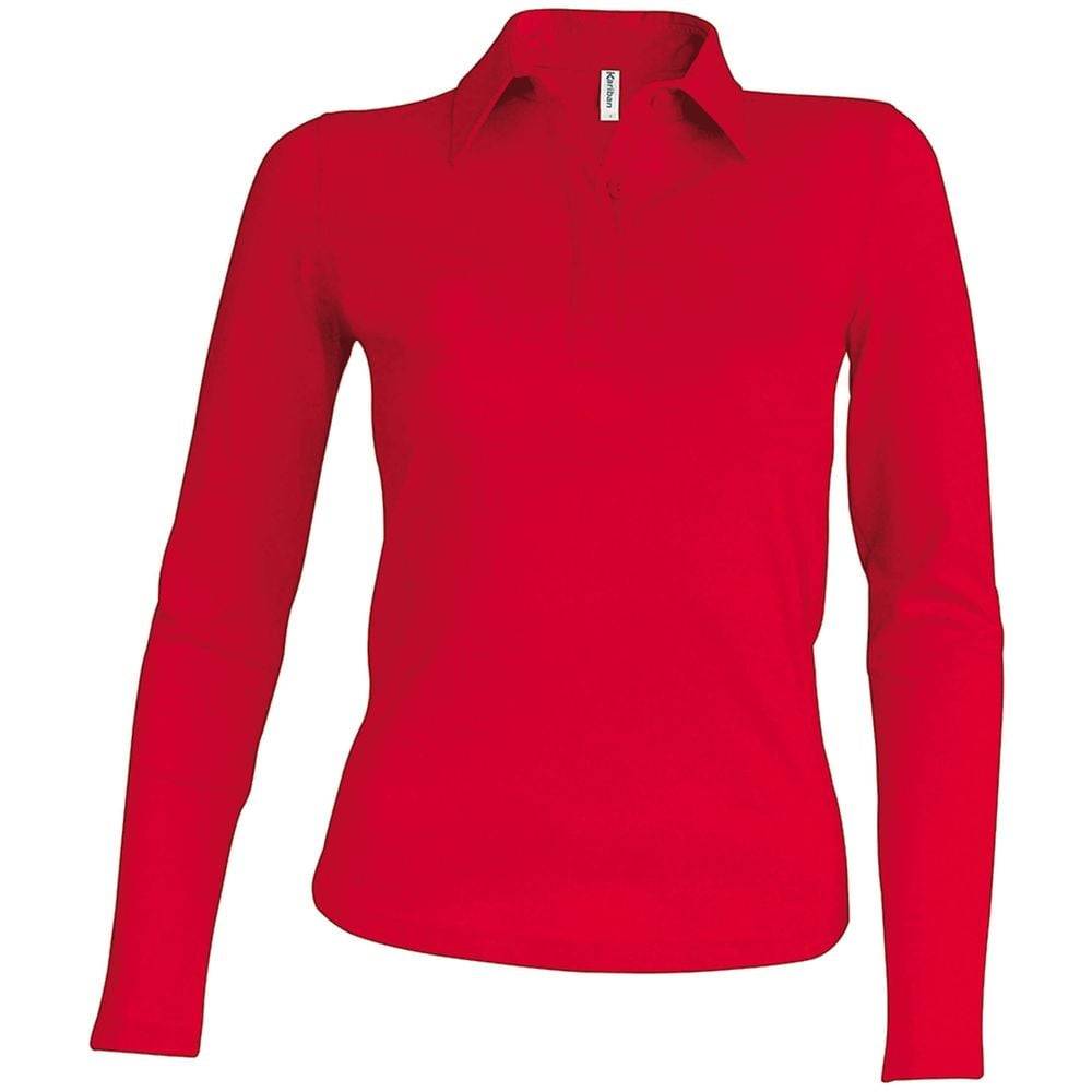 Polo de travail femme manches longues Kariban 100% coton Rouge 3XL
