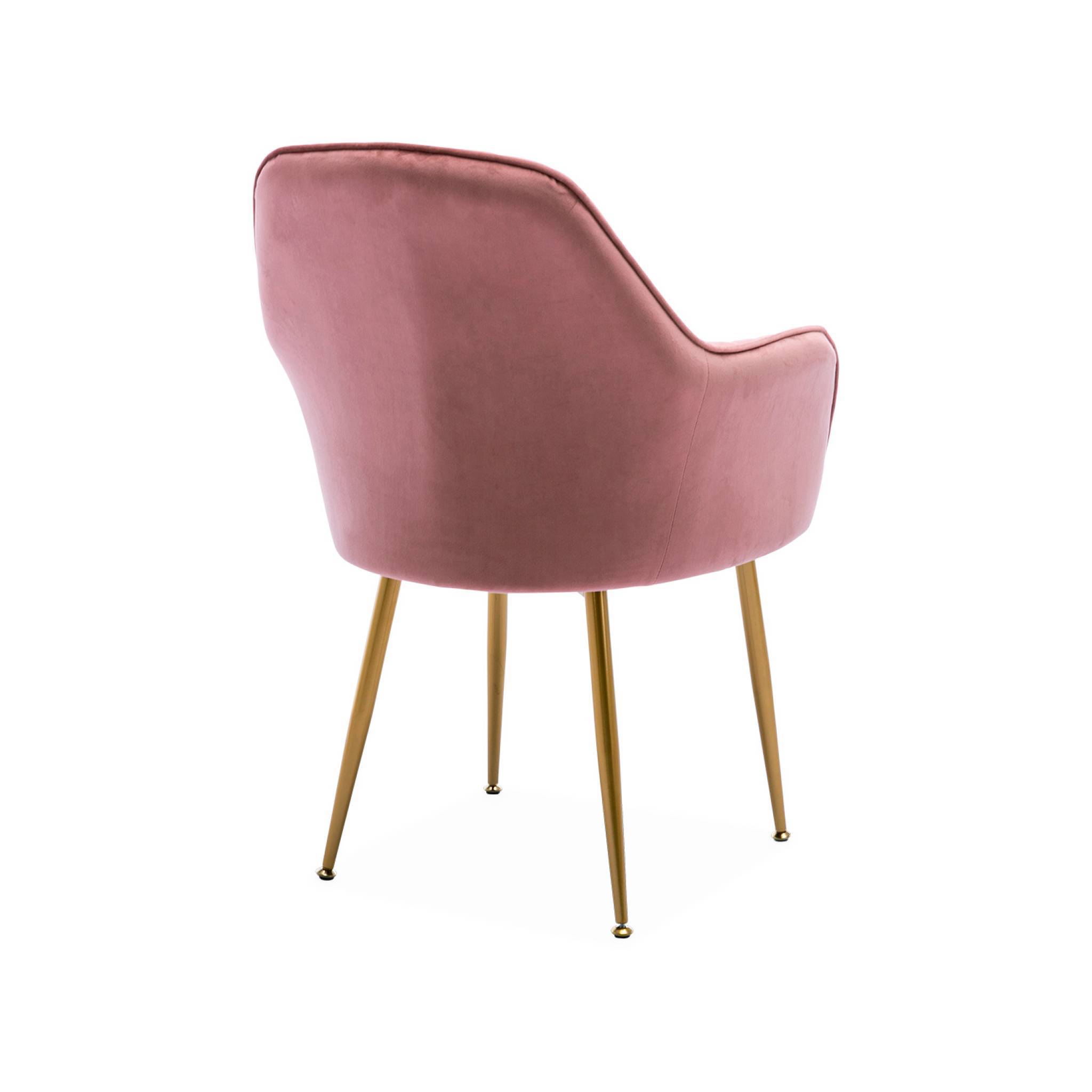 Lot de 4 fauteuils en velours vieux rose et pieds en métal noir. Shella L 57 x P 59 x H 84.5 | sweeek - Image 6