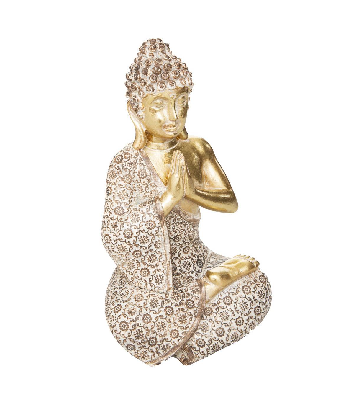 Statue décorative Bouddha Assis en résine dorée H 19.5 cm - Imagen 1