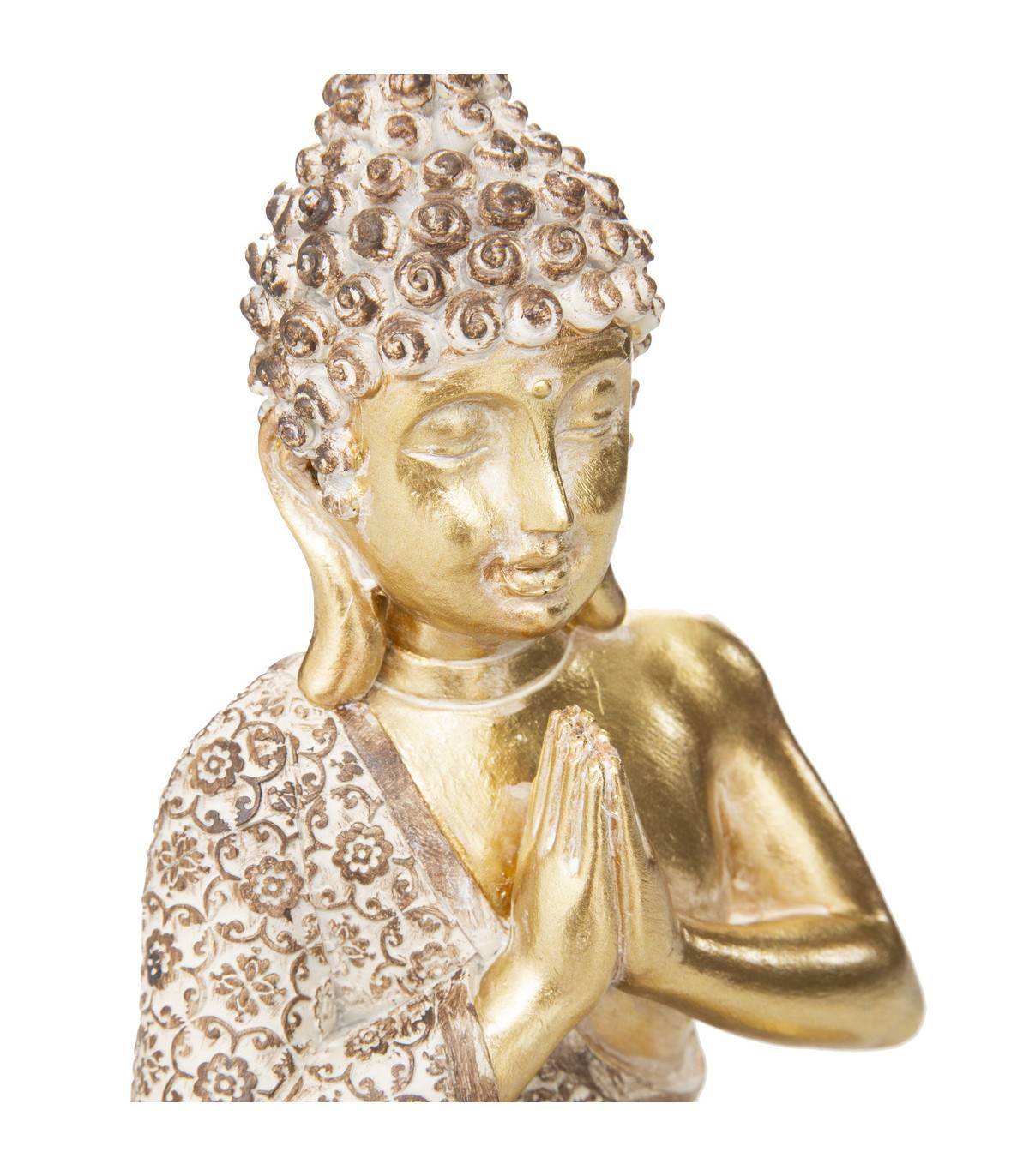 Statue décorative Bouddha Assis en résine dorée H 19.5 cm - Imagen 2