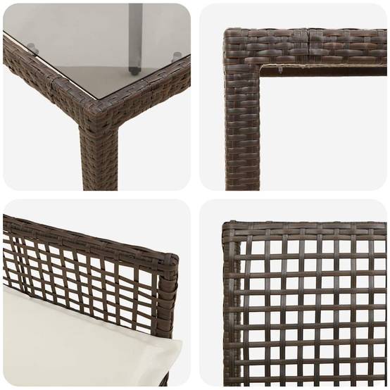 Table et chaises de jardin 8 places en polyrotin marron avec plateau en verre pour repas – ComfortXL Outdoor Living - Image 9