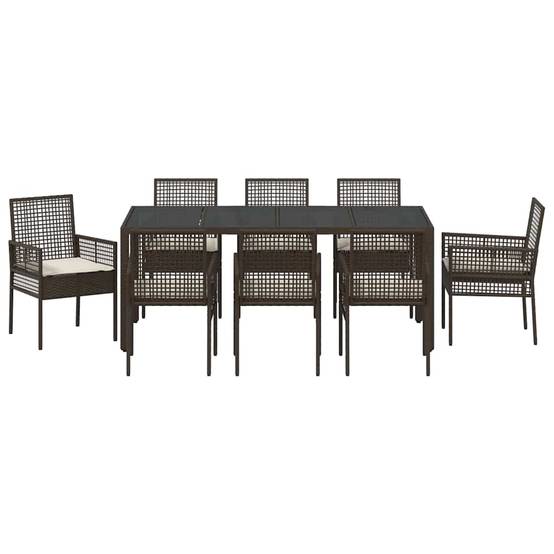 Table et chaises de jardin 8 places en polyrotin marron avec plateau en verre pour repas – ComfortXL Outdoor Living - Image 7