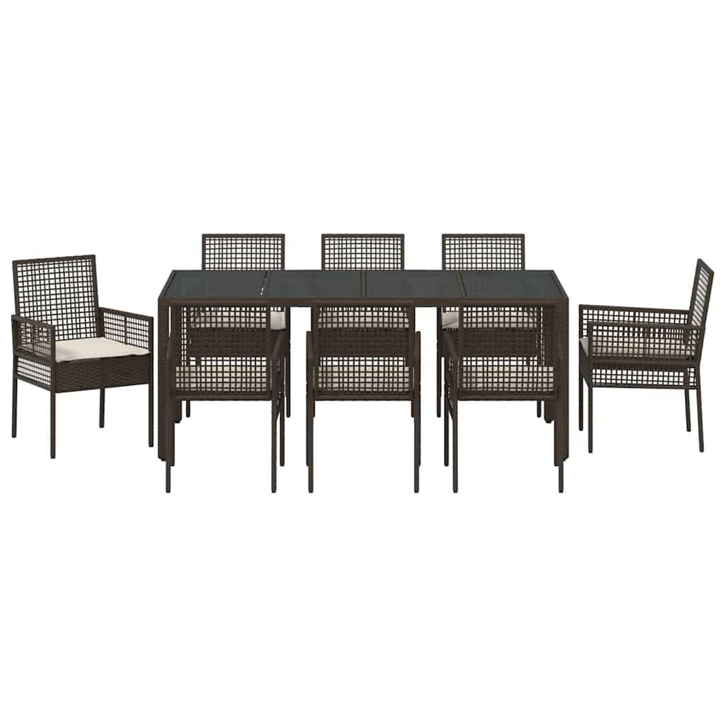 Table et chaises de jardin 8 places en polyrotin marron avec plateau en verre pour repas – ComfortXL Outdoor Living - Image 7