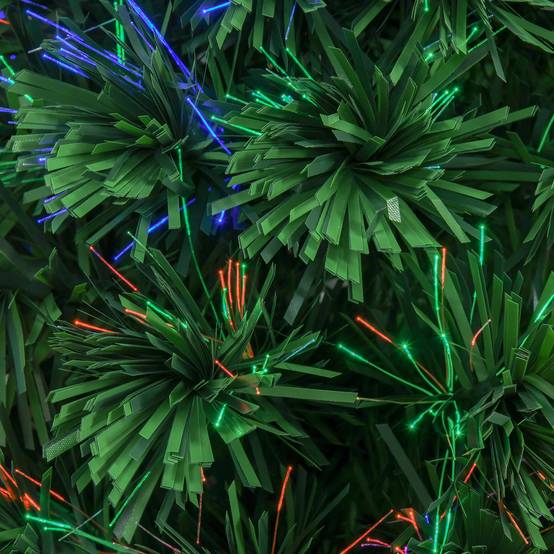 Sapin de Noël Artificiel Lumineux 90H cm Fibre Optique LED Multicolore + Support Pied 90 Branches étoile Sommet Brillante Vert - Image 10