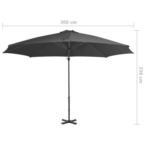 Helloshop26 - Parasol meuble de jardin en porte-à-faux et poteau en aluminium 300cm anthracite - Imagen 7