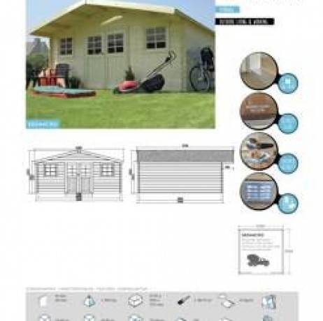 Abri de jardin MONTREUX en bois  23,46 m², Toiture Shingle rouge, Plancher Non - Imagen 5