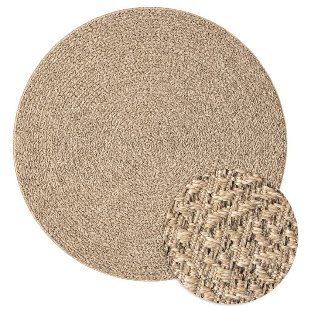 Tapis Rond Extérieur Aspect Jute en Polypropylène pour Terrasse Jardin Balcon Brun Ø 200 cm – ComfortXL Outdoor Living - Image 2