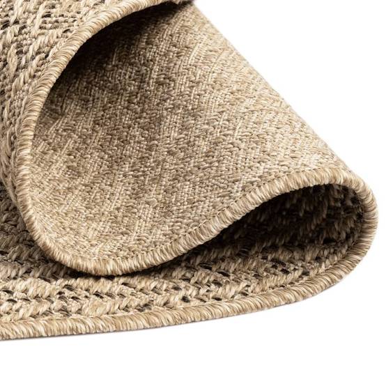 Tapis Rond Extérieur Aspect Jute en Polypropylène pour Terrasse Jardin Balcon Brun Ø 200 cm – ComfortXL Outdoor Living - Image 4