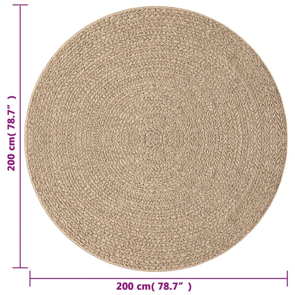 Tapis Rond Extérieur Aspect Jute en Polypropylène pour Terrasse Jardin Balcon Brun Ø 200 cm – ComfortXL Outdoor Living - Image 7