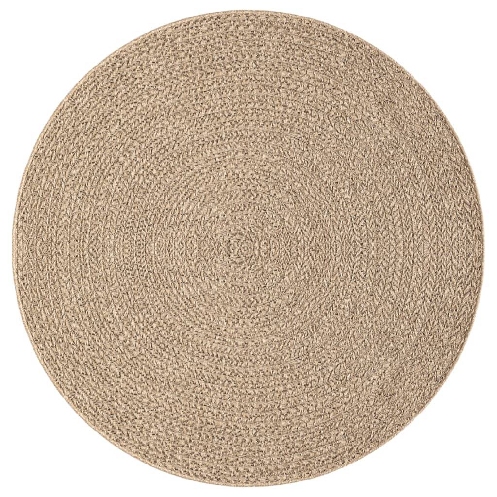 Tapis Rond Extérieur Aspect Jute en Polypropylène pour Terrasse Jardin Balcon Brun Ø 200 cm – ComfortXL Outdoor Living - Image 3