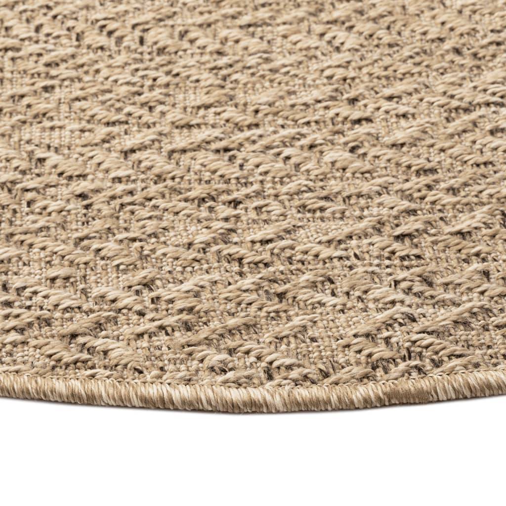 Tapis Rond Extérieur Aspect Jute en Polypropylène pour Terrasse Jardin Balcon Brun Ø 200 cm – ComfortXL Outdoor Living - Image 5