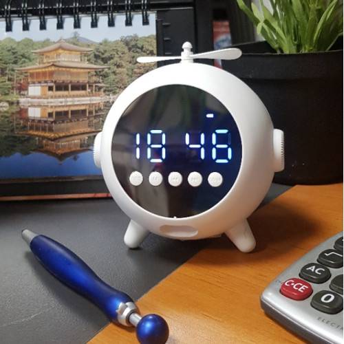 Inovalley - Radio-réveil design HP Bluetooth Blanc Heliclock - Imagen 2