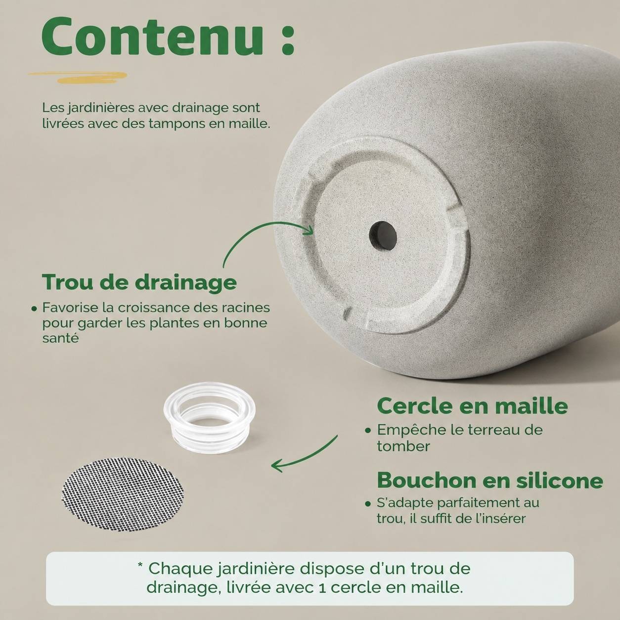 Pot De Fleur En Céramique Durable Avec Trou De Drainage pour Intérieur Extérieur - Image 4