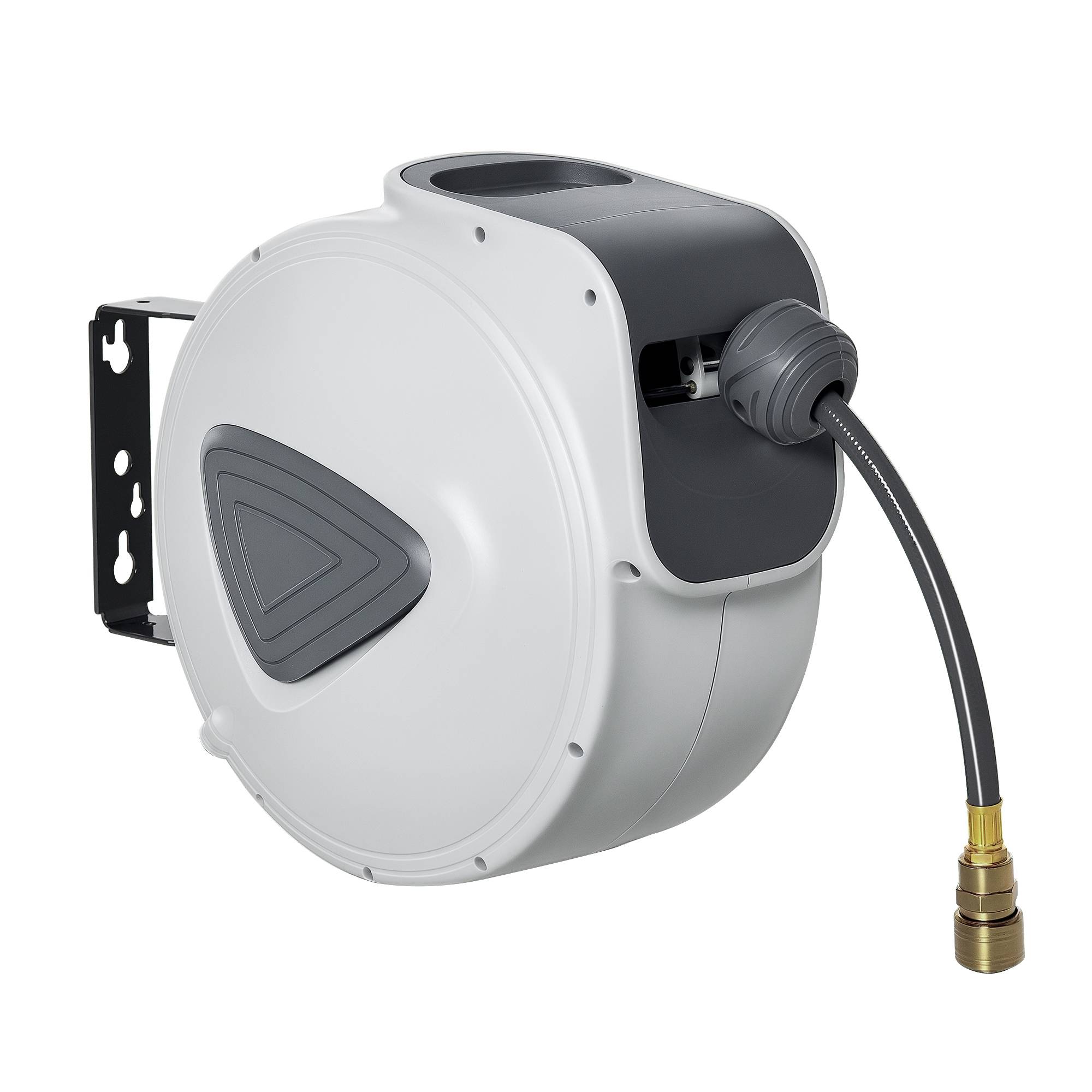 Enrouleur tuyau air comprimé 20 m + 1,94 m, enroulement automatique, Ø intérieur 3/8", 1/4" BSPT, gris - Image 1