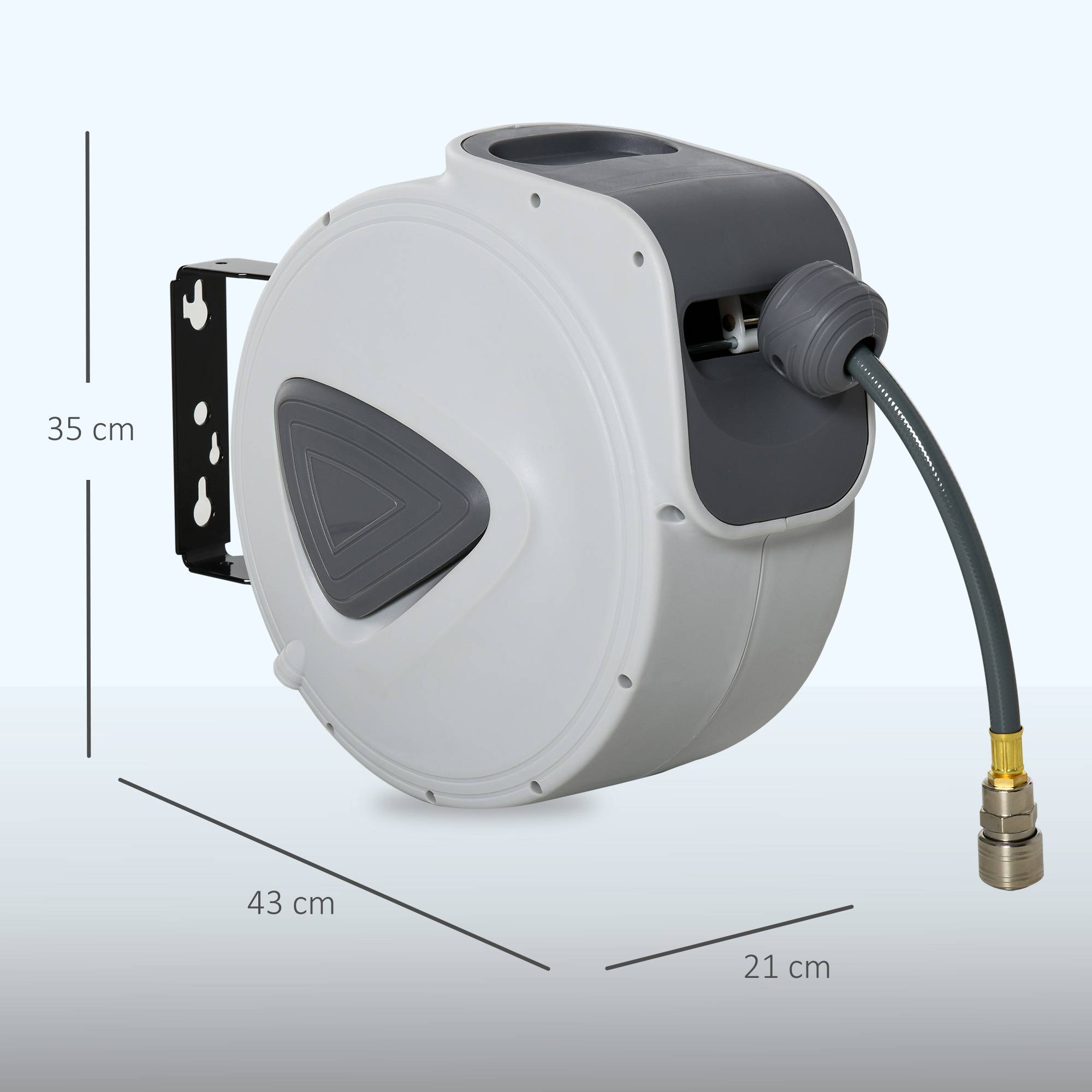 Enrouleur tuyau air comprimé 20 m + 1,94 m, enroulement automatique, Ø intérieur 3/8", 1/4" BSPT, gris - Image 5