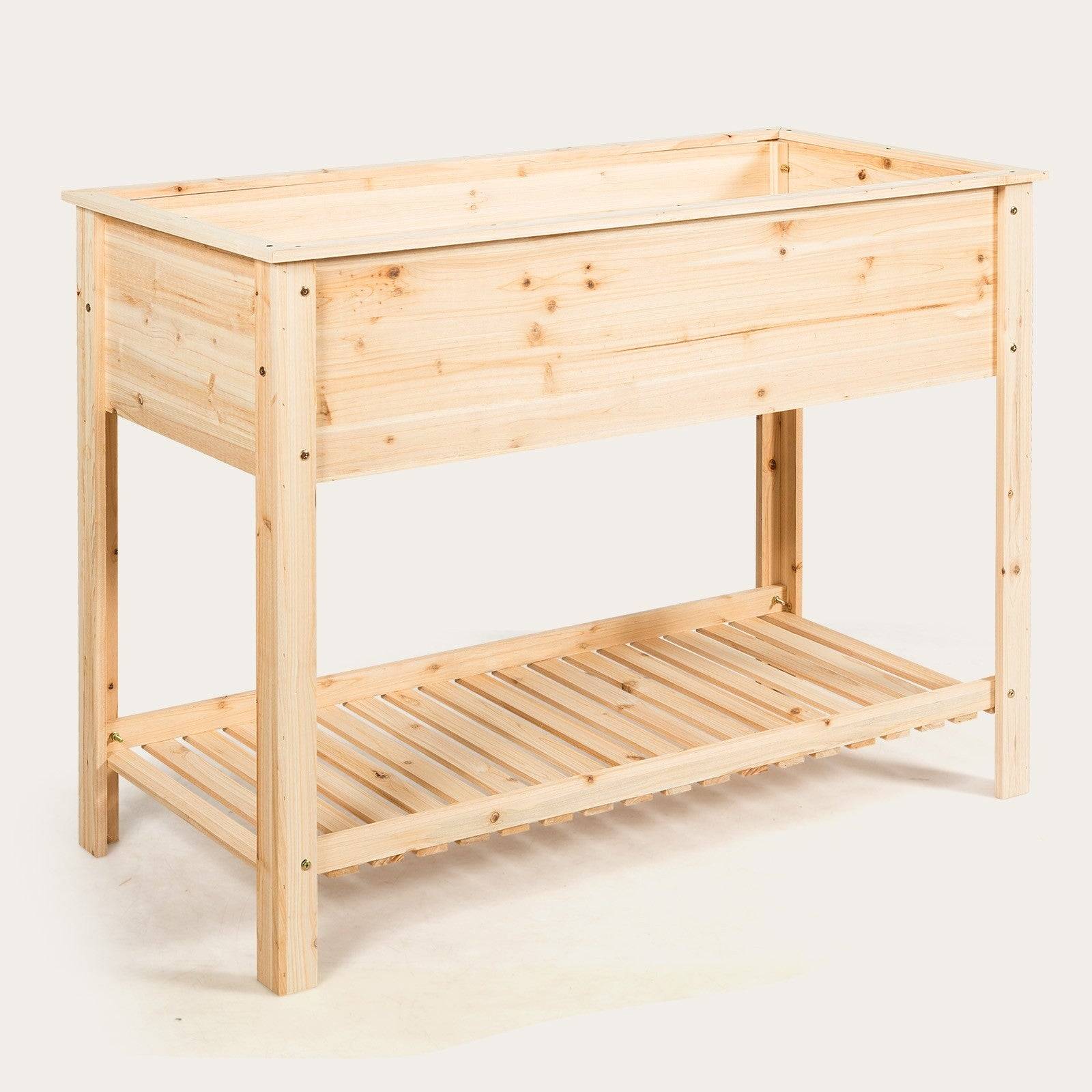 Helloshop26 - Jardinière surélevé en bois avec étagère idéal pour la croissance des plantes fleurs végétaux 92 x 41 x 81 cm