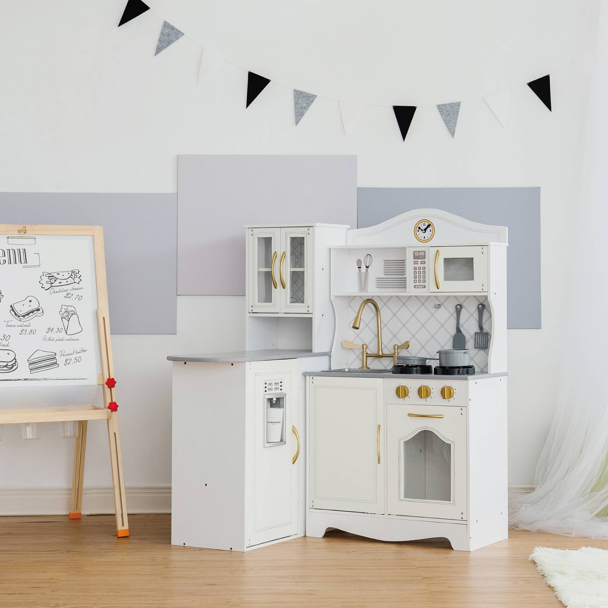 Cuisine en bois pour enfants 106.7 cm, Blanc Teamson Kids - Image 5