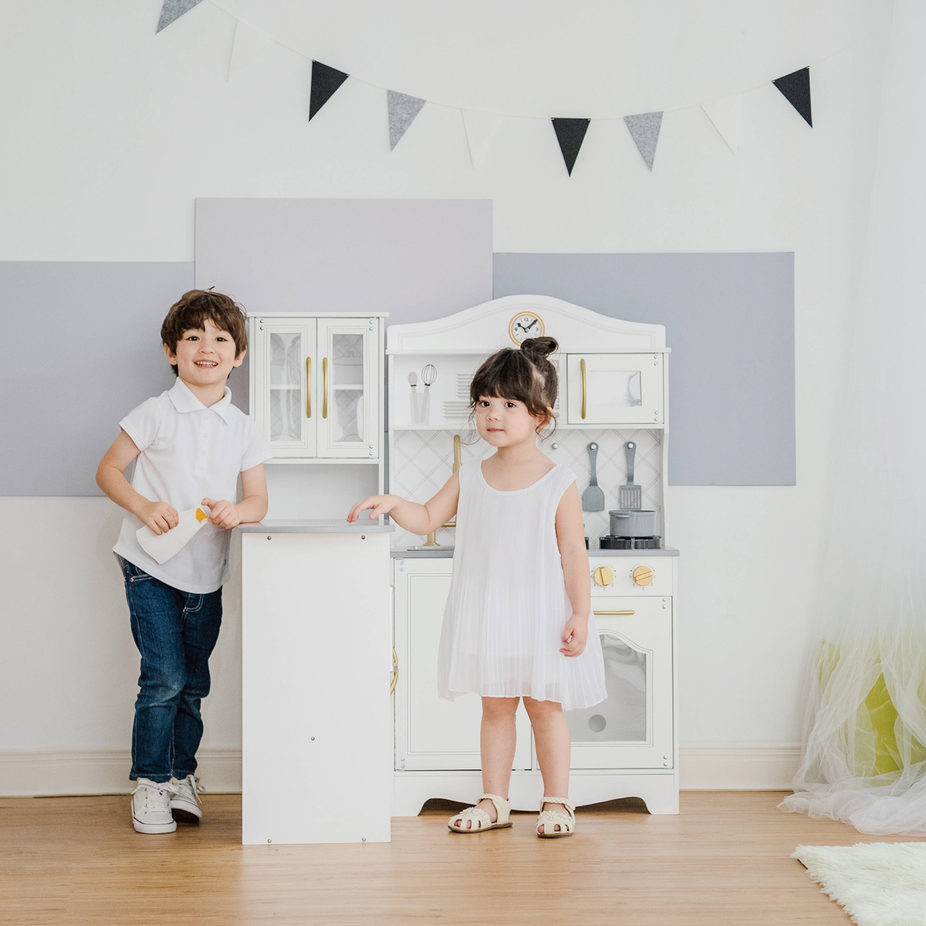Cuisine en bois pour enfants 106.7 cm, Blanc Teamson Kids - Image 3