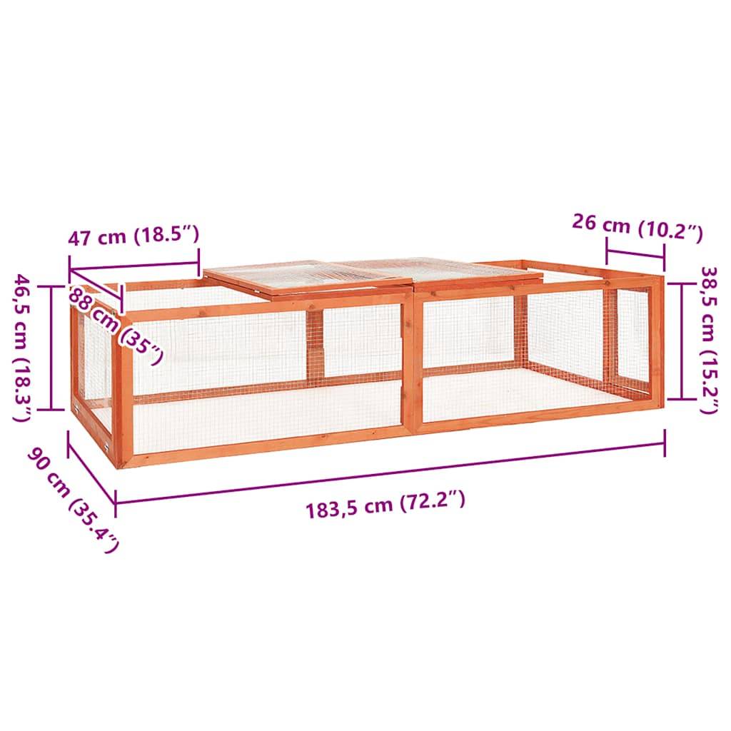 Grand enclos pour lapin en bois de sapin 183x90 cm avec toit ouvrant jardin – ComfortXL Outdoor Living - Image 7