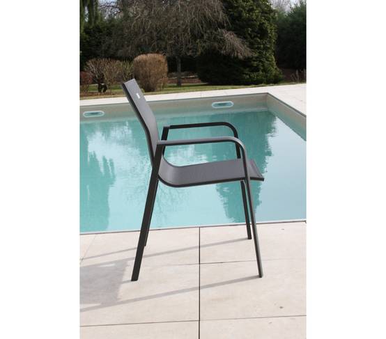Ensemble table et chaises de jardin 8 places Gris Anthracite NAIROBI GRIS - Image 7