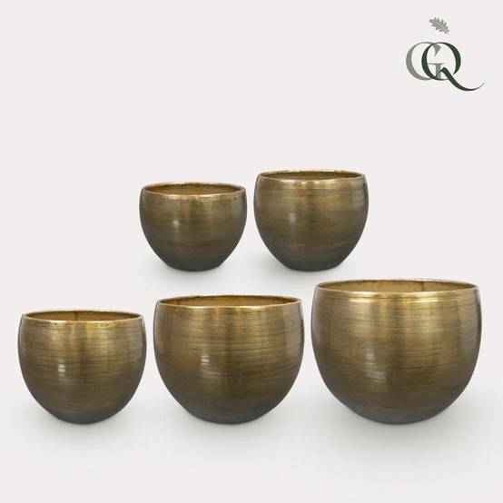Set 5 pots en aluminium Rowen doré- La Green Touch - Image 1