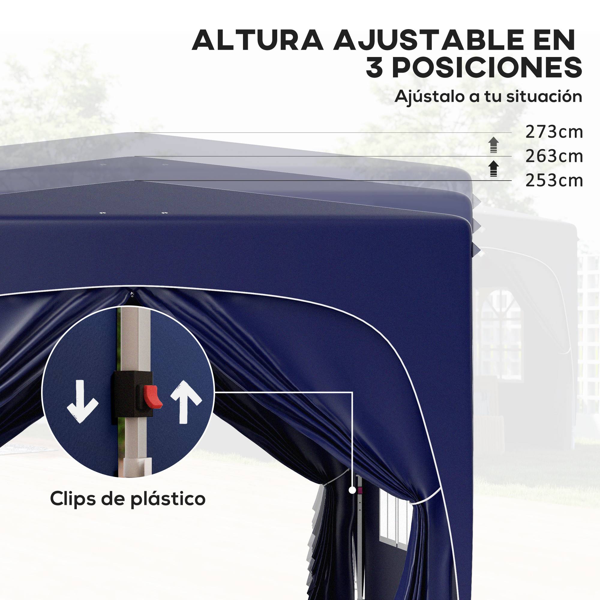 ComfortXL - Tonnelle pliante métal et toile Oxford jardin protection UV réglable 3 x 3 m bleu foncé - ComfortXL Outdoor Living - Image 7