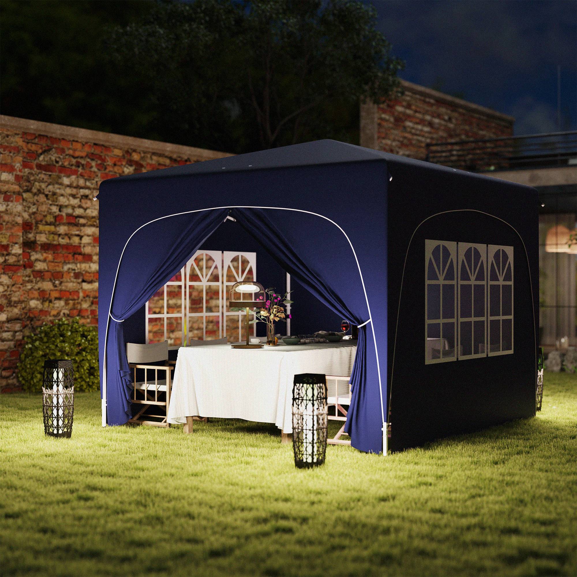 ComfortXL - Tonnelle pliante métal et toile Oxford jardin protection UV réglable 3 x 3 m bleu foncé - ComfortXL Outdoor Living - Image 10