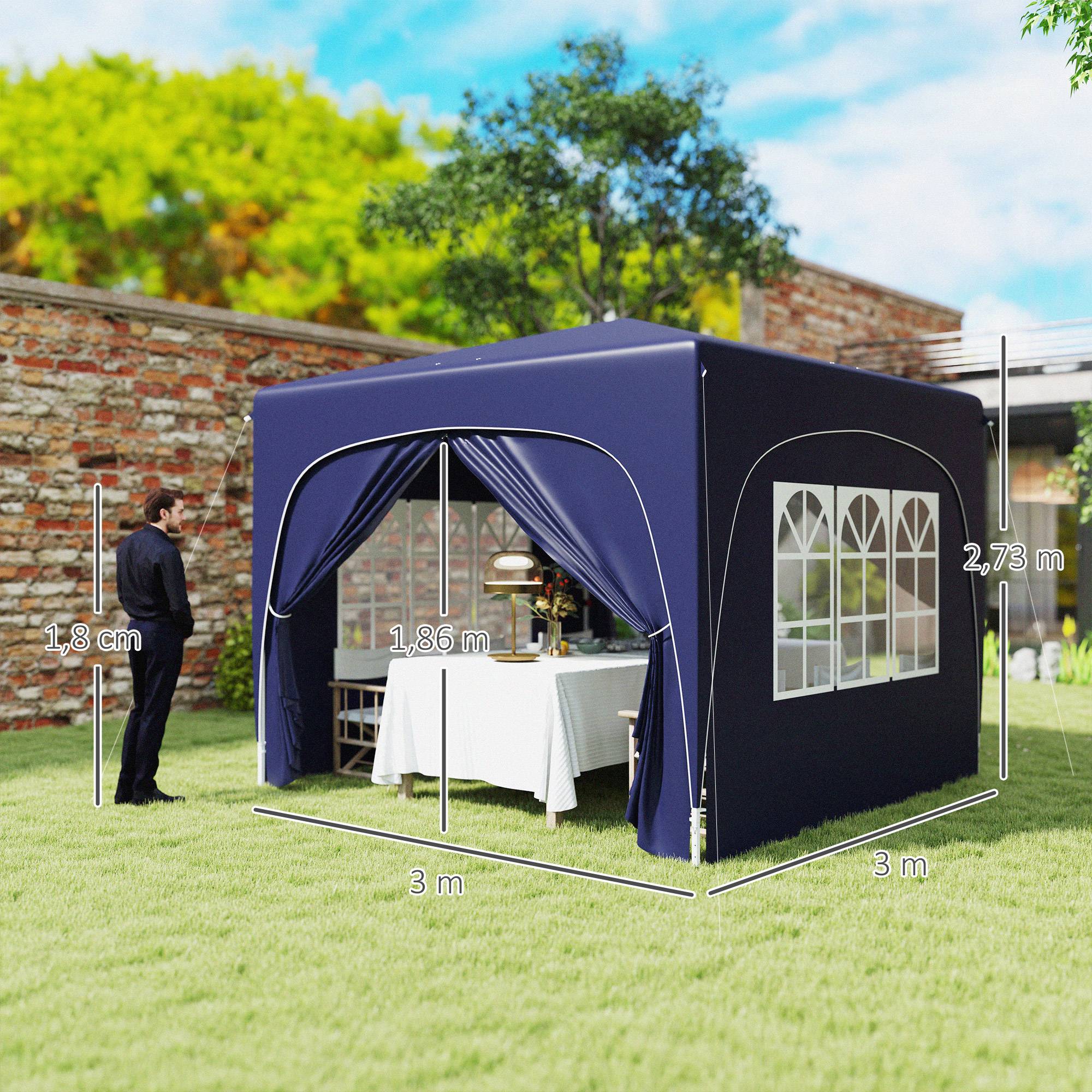 ComfortXL - Tonnelle pliante métal et toile Oxford jardin protection UV réglable 3 x 3 m bleu foncé - ComfortXL Outdoor Living - Image 5