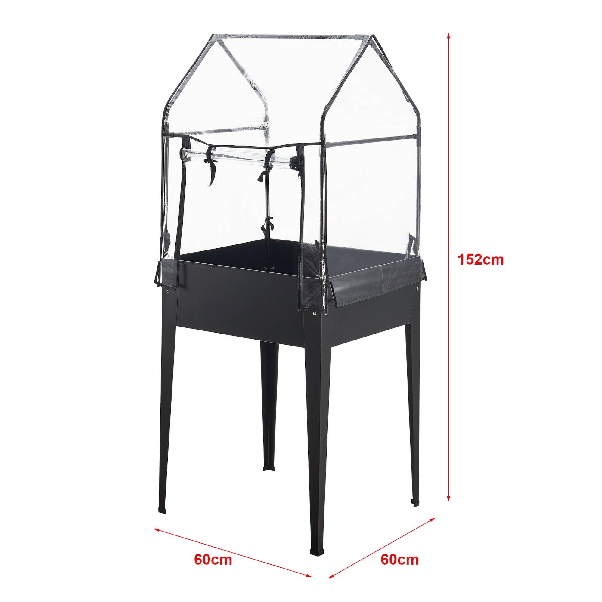 Helloshop26 - Potager surélevé à hauteur ergonomique en acier et PVC 60 x 60 x 152 cm anthracite - Imagen 2