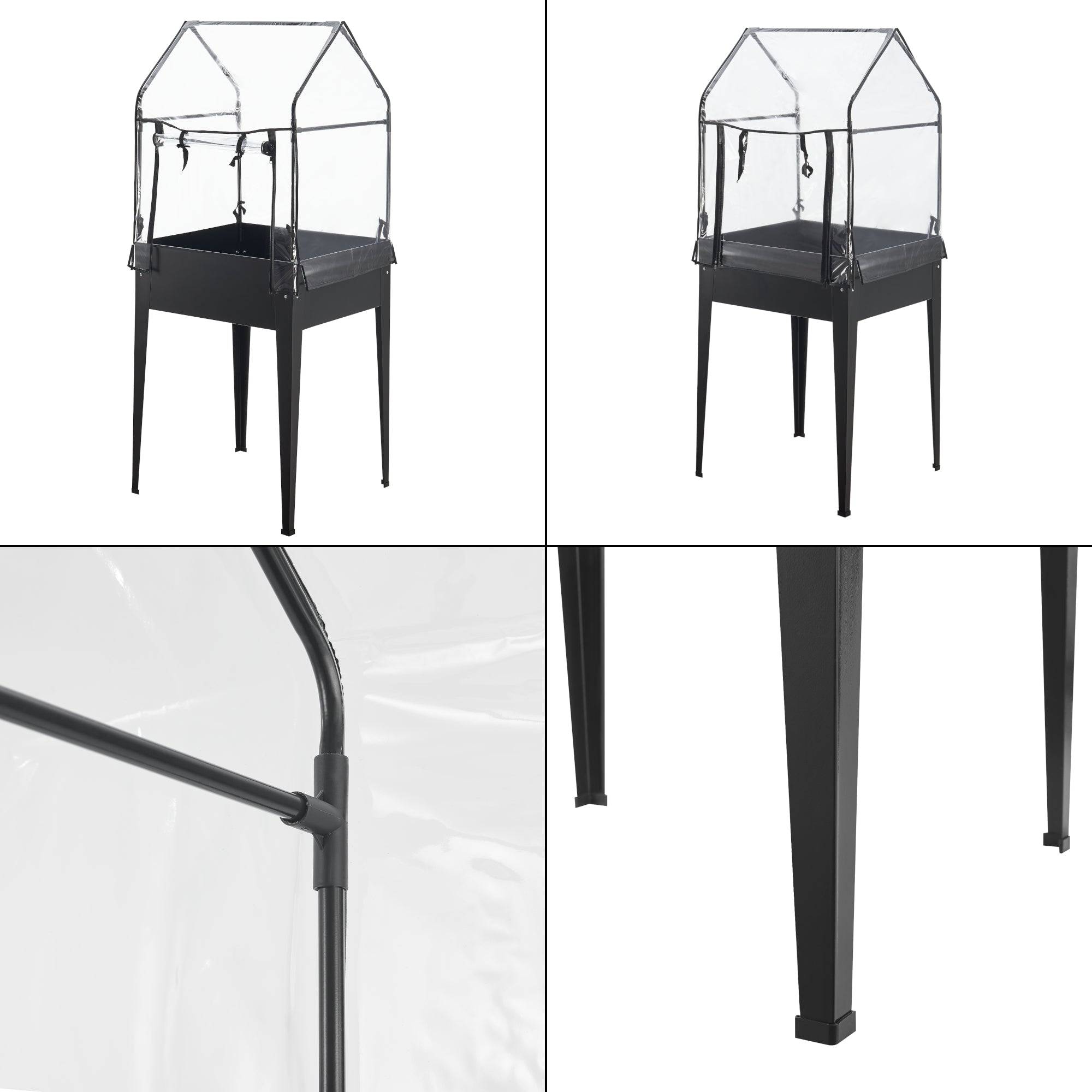 Helloshop26 - Potager surélevé à hauteur ergonomique en acier et PVC 60 x 60 x 152 cm anthracite - Imagen 5
