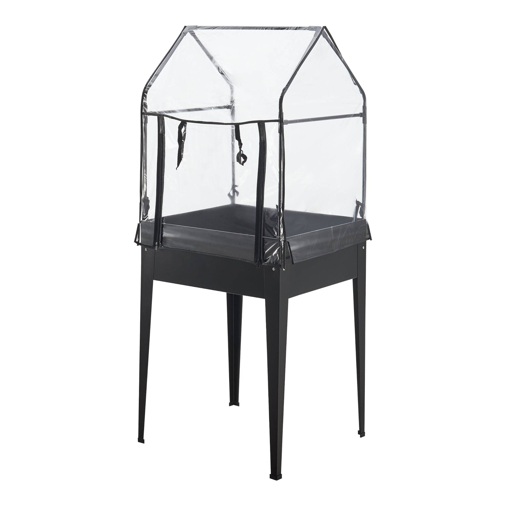 Helloshop26 - Potager surélevé à hauteur ergonomique en acier et PVC 60 x 60 x 152 cm anthracite - Imagen 1