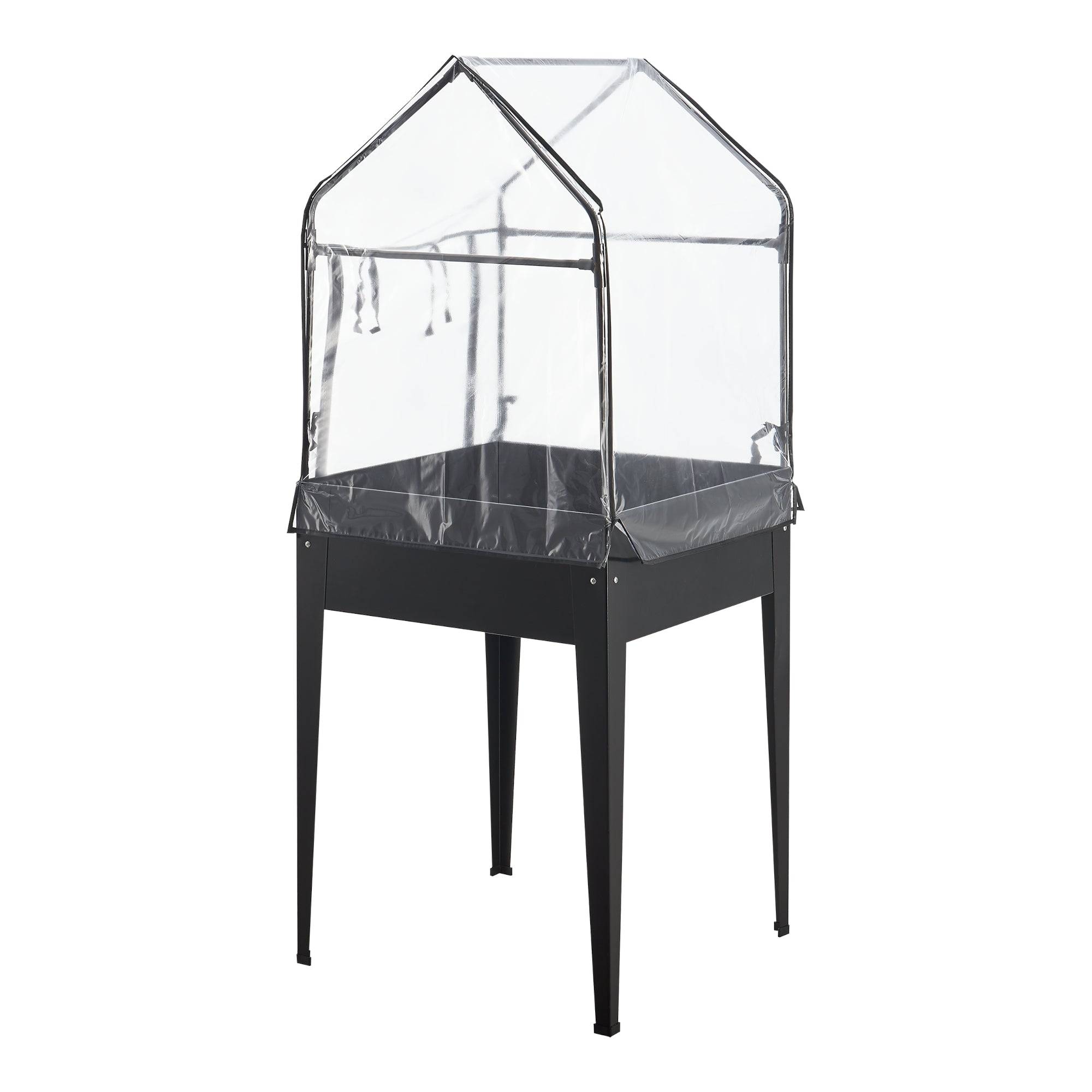 Helloshop26 - Potager surélevé à hauteur ergonomique en acier et PVC 60 x 60 x 152 cm anthracite - Imagen 4