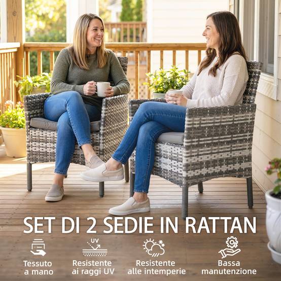 Lot de 2 Chaises de Jardin Résine Tressée Balcon Dossier Ergonomique Gris - ComfortXL Outdoor Living - Image 6