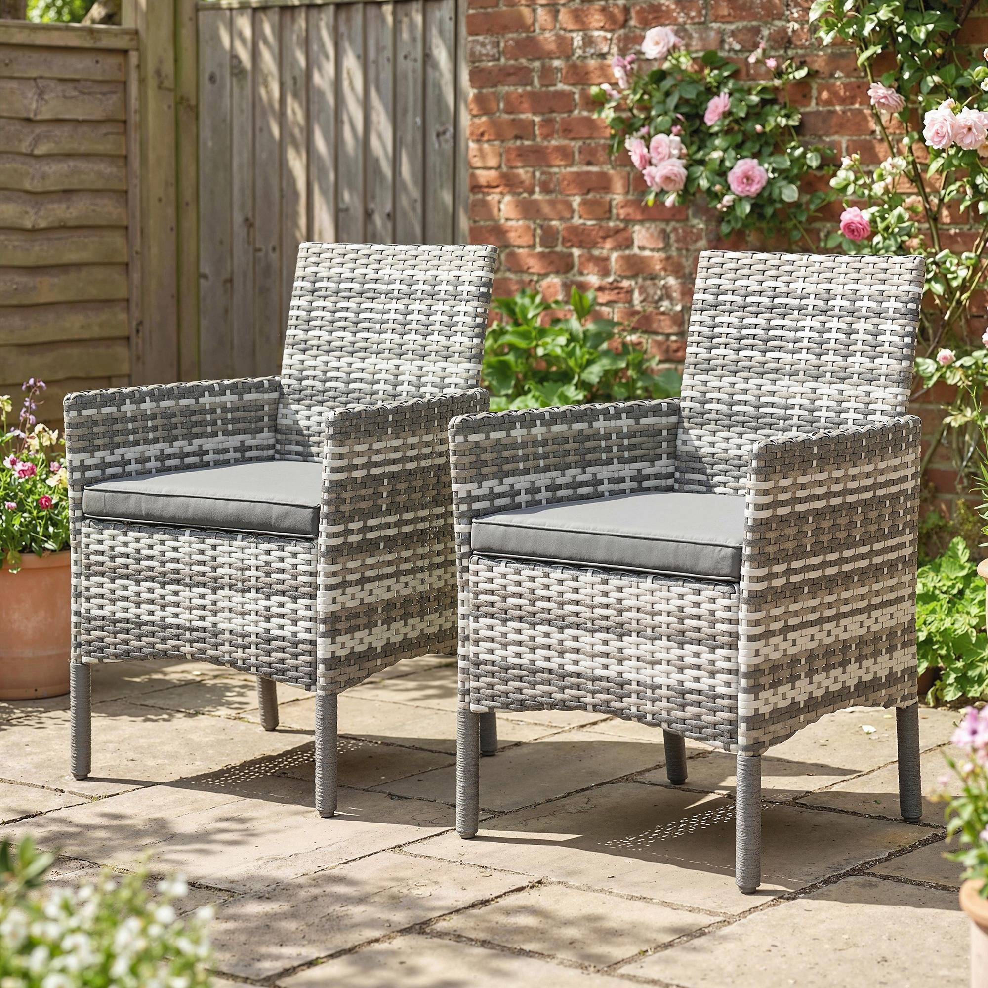 Lot de 2 Chaises de Jardin Résine Tressée Balcon Dossier Ergonomique Gris - ComfortXL Outdoor Living - Image 10