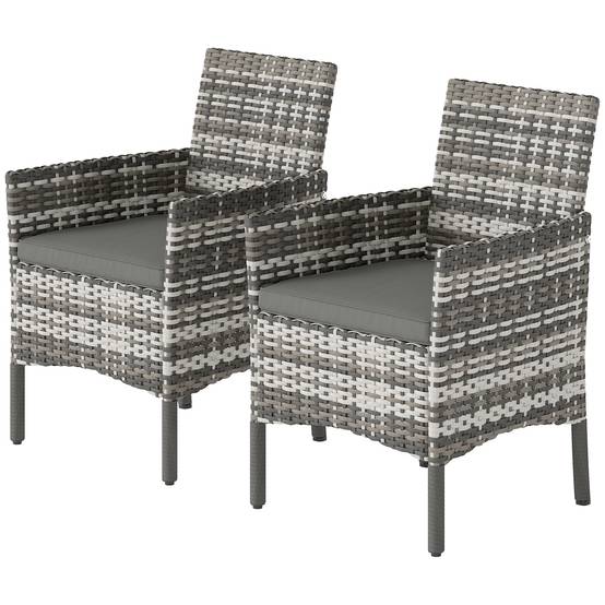 Lot de 2 Chaises de Jardin Résine Tressée Balcon Dossier Ergonomique Gris - ComfortXL Outdoor Living - Image 2
