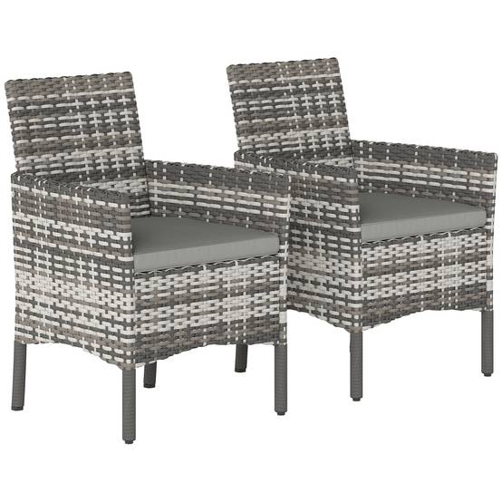 Lot de 2 Chaises de Jardin Résine Tressée Balcon Dossier Ergonomique Gris - ComfortXL Outdoor Living - Image 1