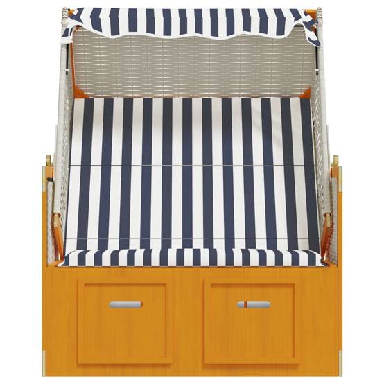 Helloshop26 - Strandkorb avec auvent résine tressée et bois solide blanc bleu - Imagen 5