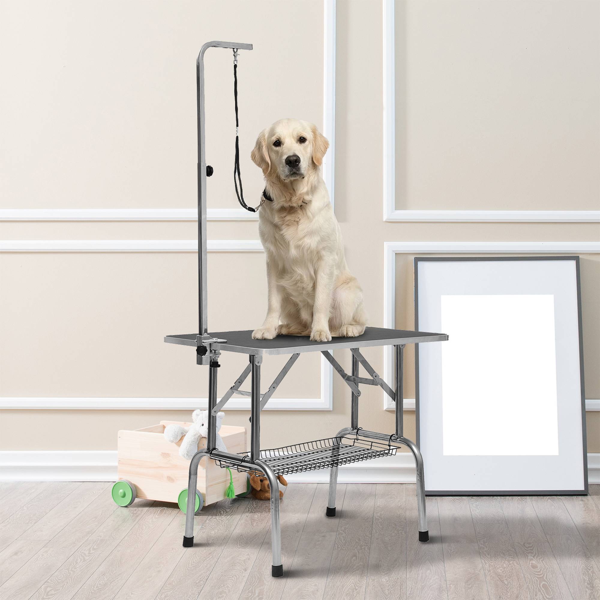 Sans Marque - Table toilettage chiens pliable bras réglable sangles panier 150kg 90x60x75 noire,Sans Marque - Image 4