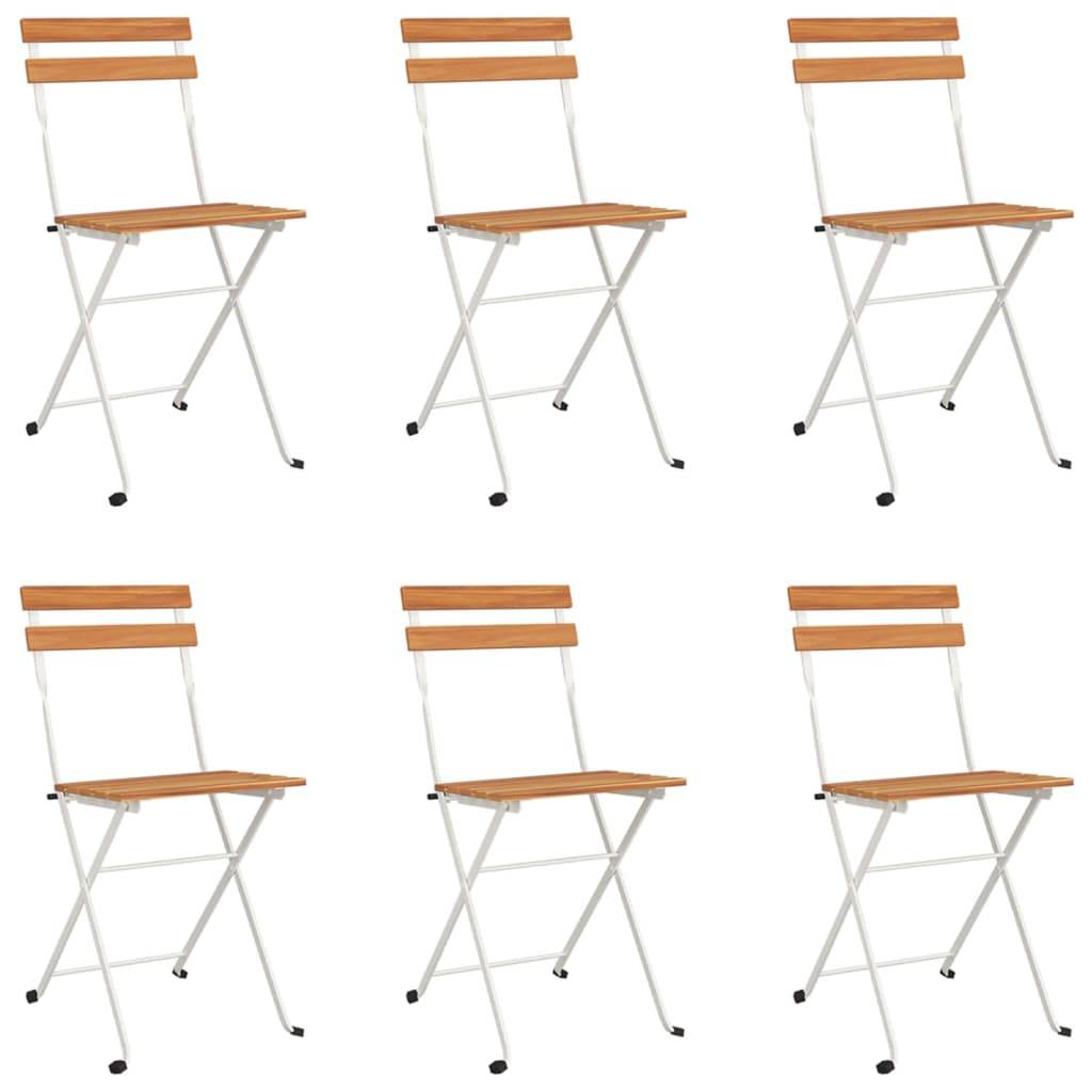 Helloshop26 - Ensemble de bistro jardin meuble extérieur terrasse pliable 7 pièces bois d'acacia solide et acier - Imagen 2