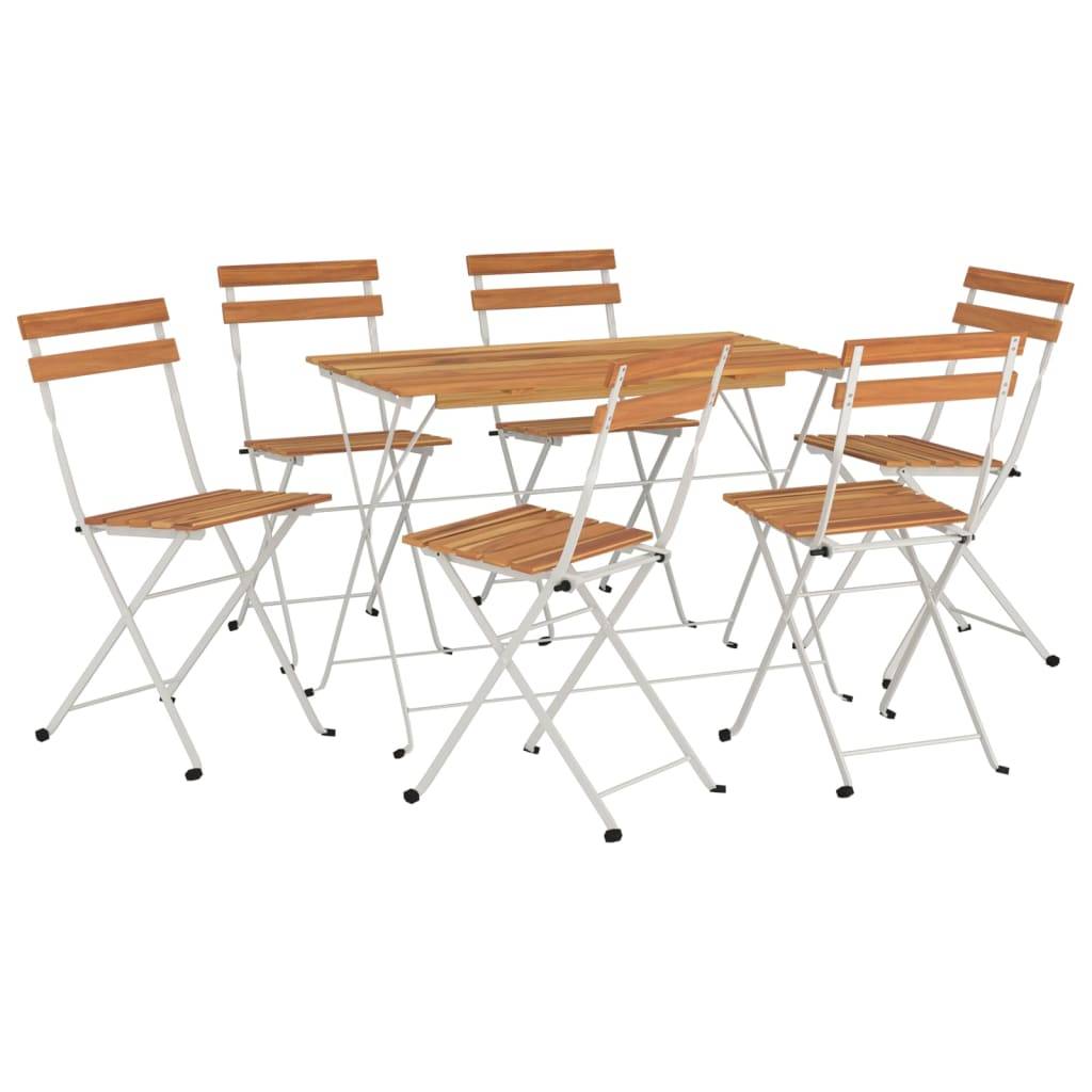 Helloshop26 - Ensemble de bistro jardin meuble extérieur terrasse pliable 7 pièces bois d'acacia solide et acier - Imagen 1