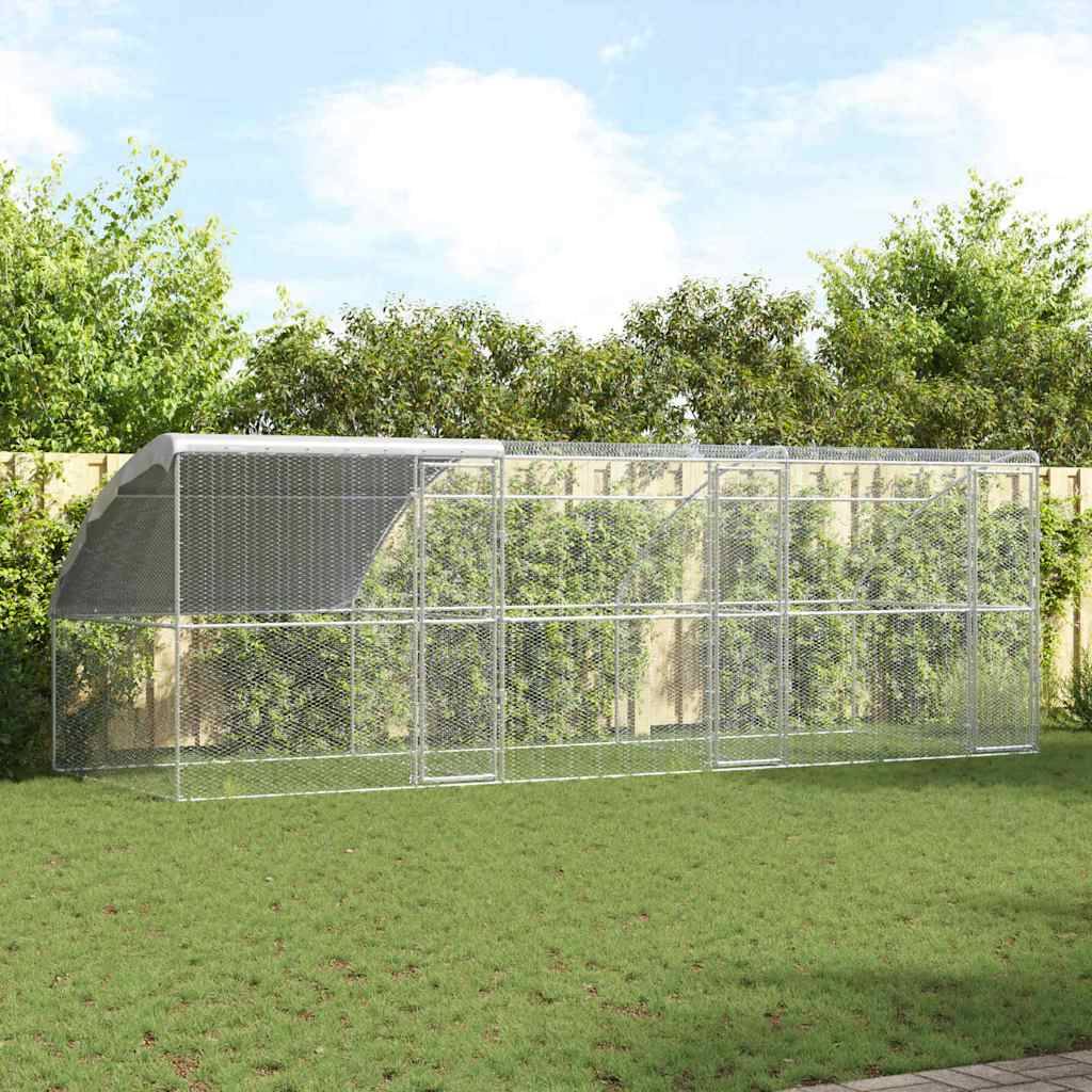 Grand enclos poules 6x2m acier galvanisé parc grillagé extérieur durable – ComfortXL Outdoor Living - Image 1