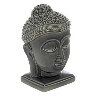 Tête Bouddha Déco en Céramique "Yola" 22cm Gris