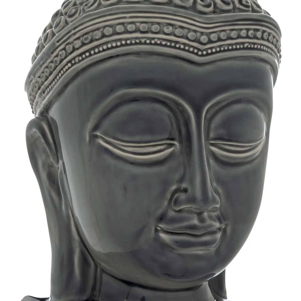 Tête Bouddha Déco en Céramique "Yola" 22cm Gris - Image 2