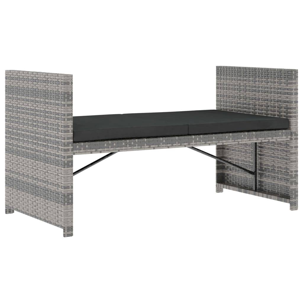 Helloshop26 - Salon de jardin meuble d'extérieur ensemble de mobilier 5 pièces avec coussins résine tressée gris - Imagen 4