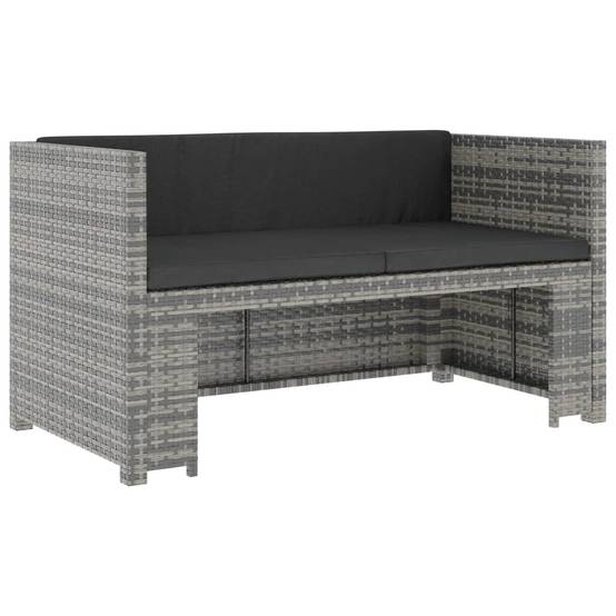 Helloshop26 - Salon de jardin meuble d'extérieur ensemble de mobilier 5 pièces avec coussins résine tressée gris - Imagen 2