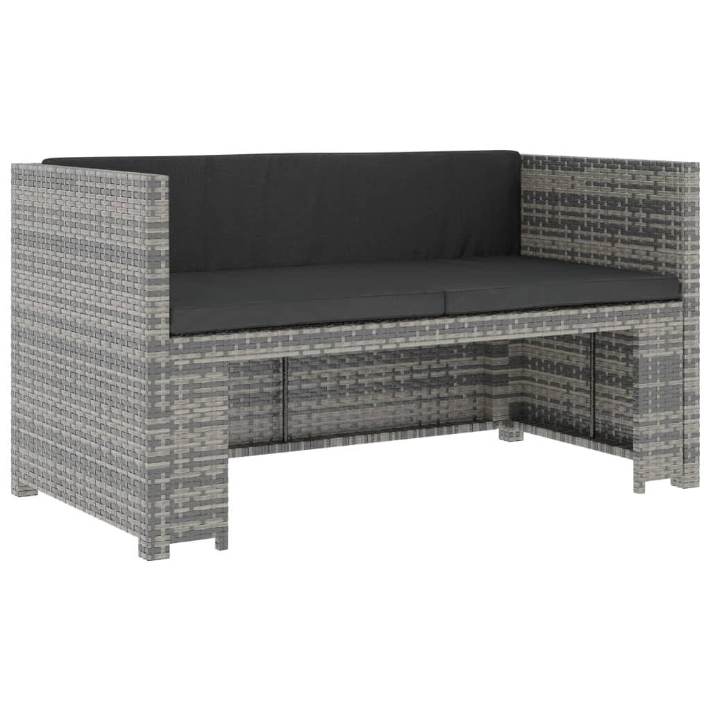 Helloshop26 - Salon de jardin meuble d'extérieur ensemble de mobilier 5 pièces avec coussins résine tressée gris - Imagen 2