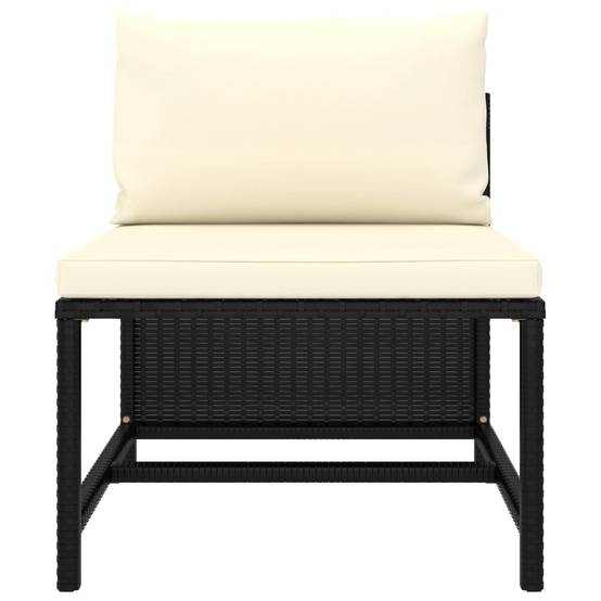 Helloshop26 - Salon de jardin meuble d'extérieur ensemble de mobilier 9 pièces avec coussins résine tressée noir - Imagen 5