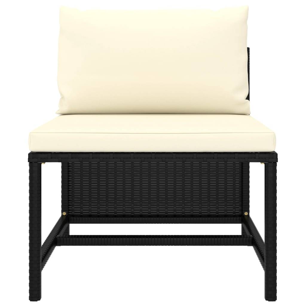Helloshop26 - Salon de jardin meuble d'extérieur ensemble de mobilier 9 pièces avec coussins résine tressée noir - Imagen 5